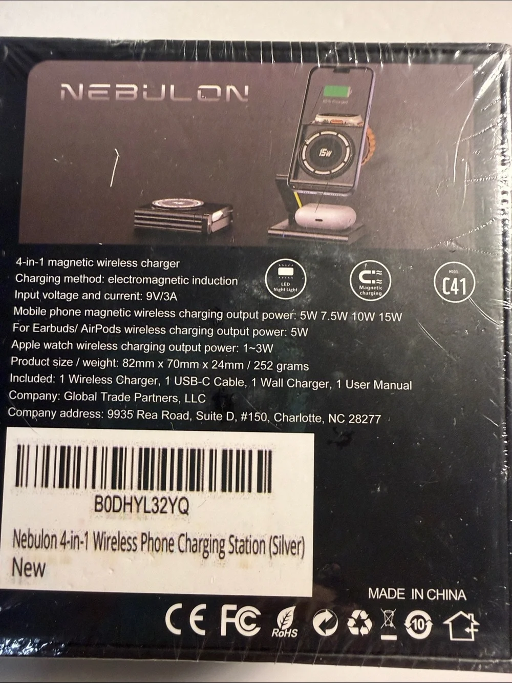Silver 4-in-1 Magnetic Wireless Phone Charging Station new in box